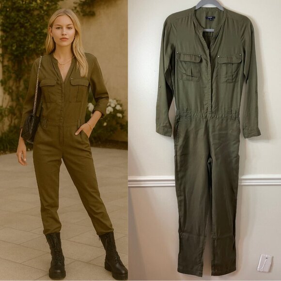 Kiabi Utilitarian Khaki Overall Jumpsuit 4 - Picture 1 of 16